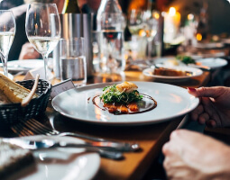 Cafe table with plate